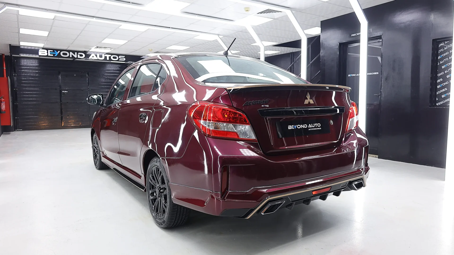 Mitsubishi-Attrage-Body-Kit-Beyond-Auto-Accessories-Red Rear